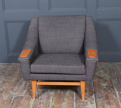 Mid-Century Modern Danish Armchair with oak Arm Rests, c. 1960s