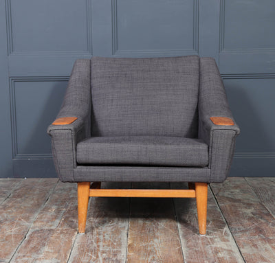 Mid-Century Modern Danish Armchair with oak Arm Rests, c. 1960s