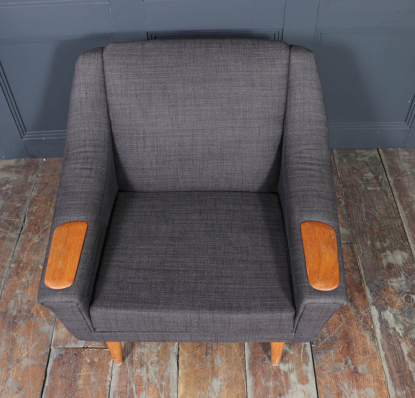 Mid-Century Modern Danish Armchair with oak Arm Rests, c. 1960s
