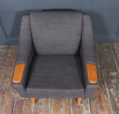 Mid-Century Modern Danish Armchair with oak Arm Rests, c. 1960s