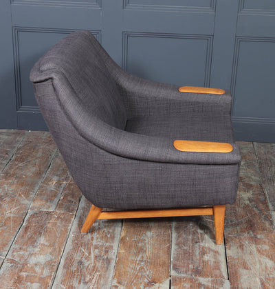 Mid-Century Modern Danish Armchair with oak Arm Rests, c. 1960s