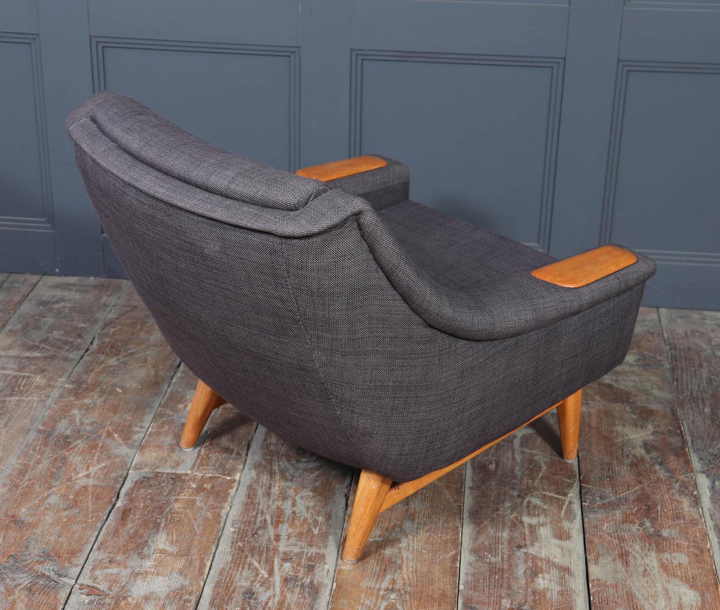 Mid-Century Modern Danish Armchair with oak Arm Rests, c. 1960s
