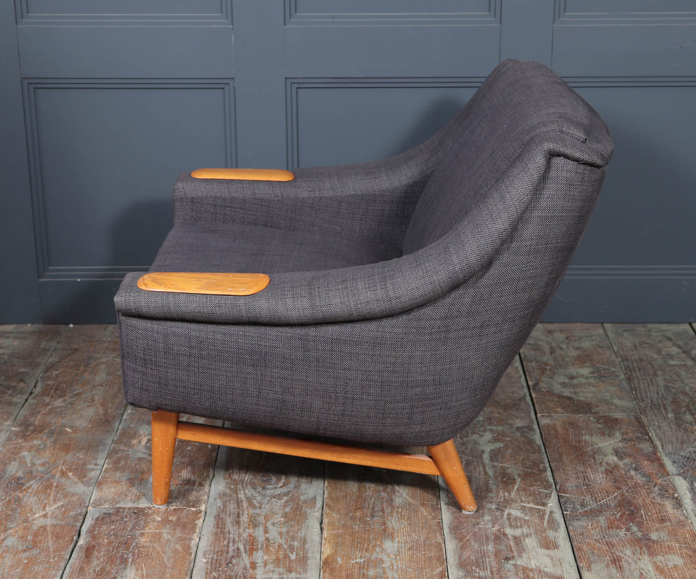 Mid-Century Modern Danish Armchair with oak Arm Rests, c. 1960s