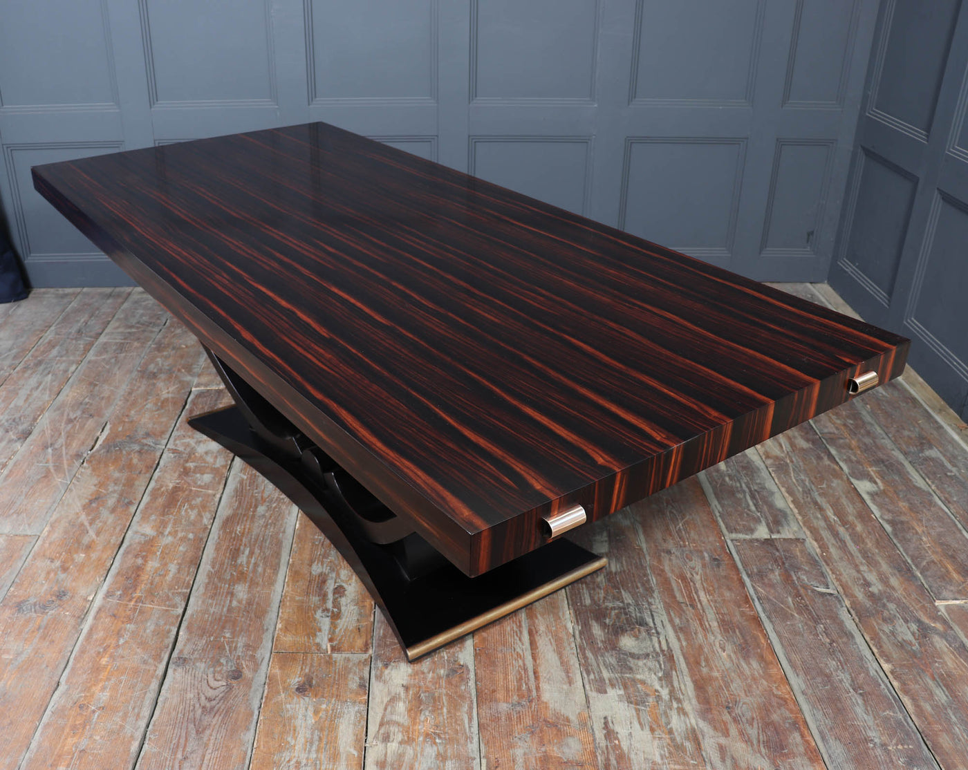 Art Deco Macassar Ebony 14 Seat Dining Table