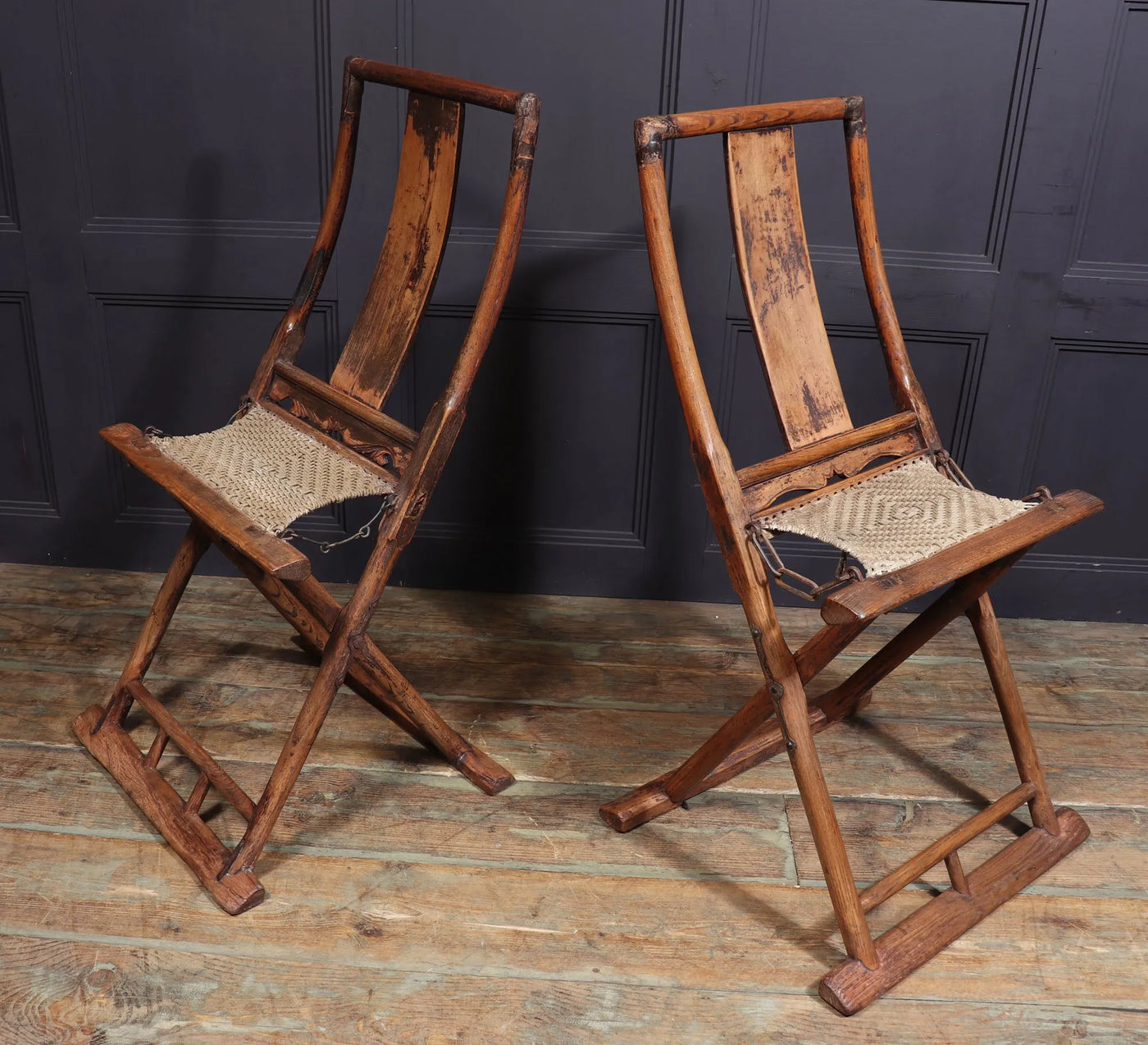 Pair of 17th century Chinese Folding Traveling Chairs