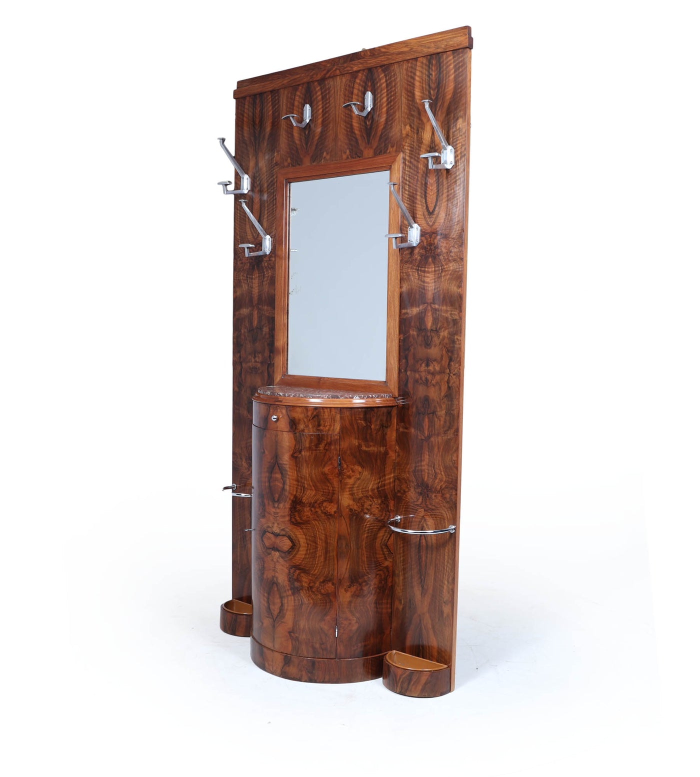Art Deco Figured Walnut Hall Stand, 1930s