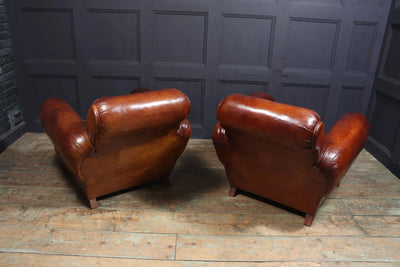 Pair of French Leather Club chairs