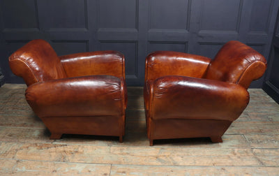 Pair of French Leather Club chairs