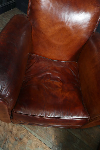 Pair of French Leather Club chairs