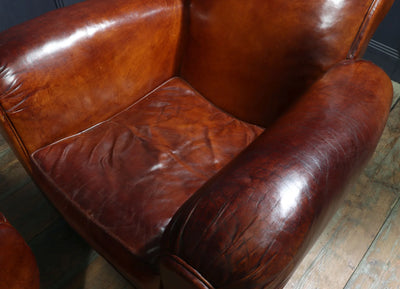 Pair of French Leather Club chairs