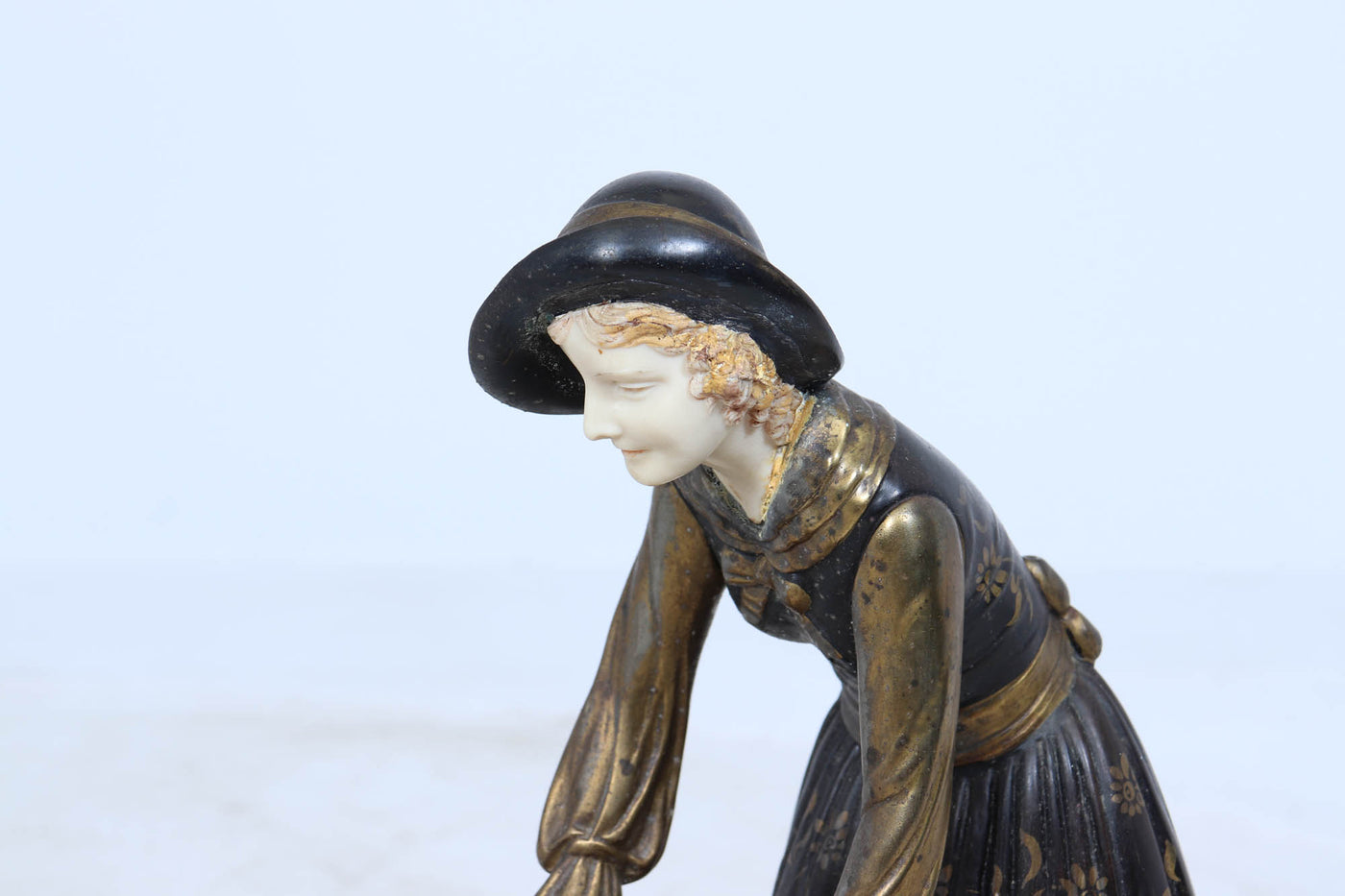 Art Deco Sculpture with Marble Base– Woman with Pheasant