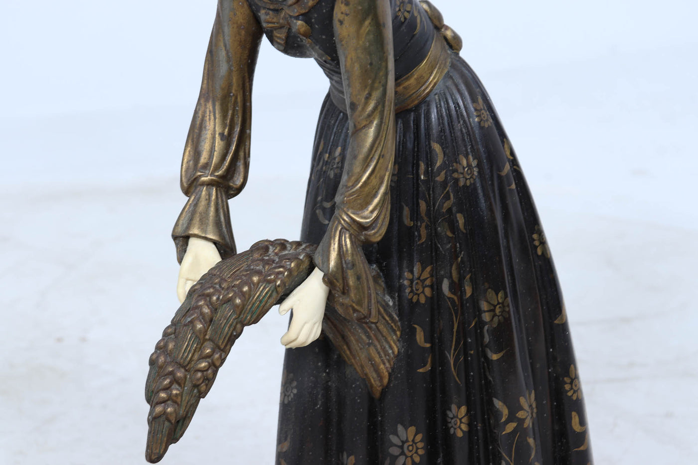 Art Deco Sculpture with Marble Base– Woman with Pheasant