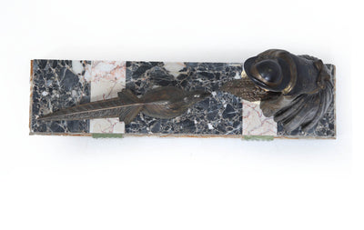 Art Deco Sculpture with Marble Base– Woman with Pheasant