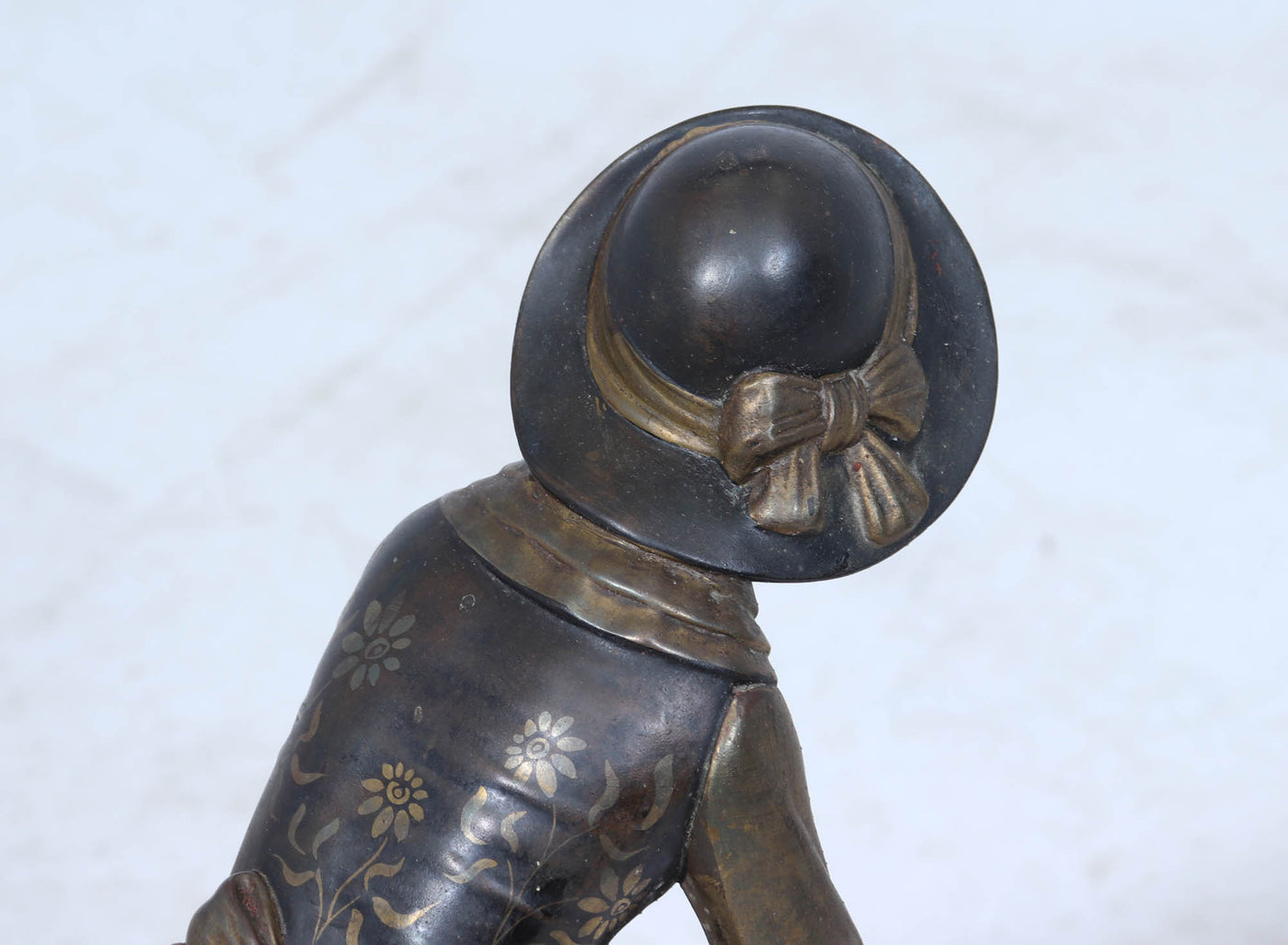 Art Deco Sculpture with Marble Base– Woman with Pheasant