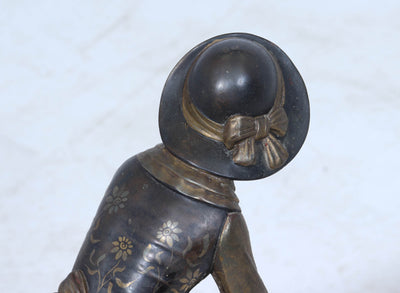 Art Deco Sculpture with Marble Base– Woman with Pheasant
