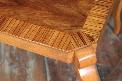 Italian Art Deco Walnut & Zebrano Side Table – c.1930s