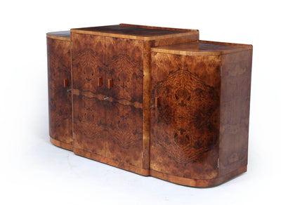 English Art Deco Figured Walnut Sideboard