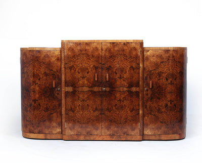 English Art Deco Figured Walnut Sideboard