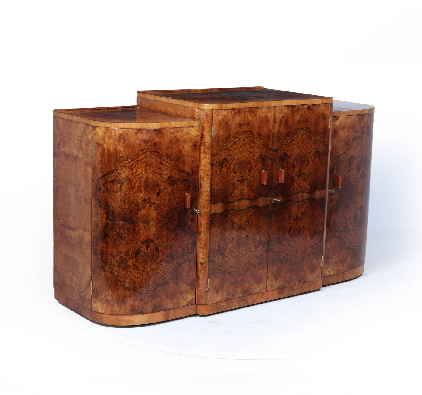 English Art Deco Figured Walnut Sideboard