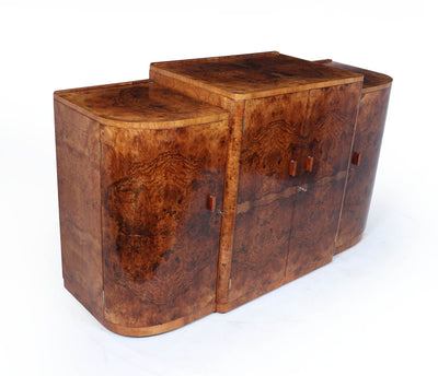 English Art Deco Figured Walnut Sideboard
