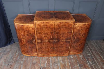 English Art Deco Figured Walnut Sideboard
