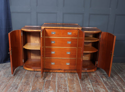 English Art Deco Figured Walnut Sideboard