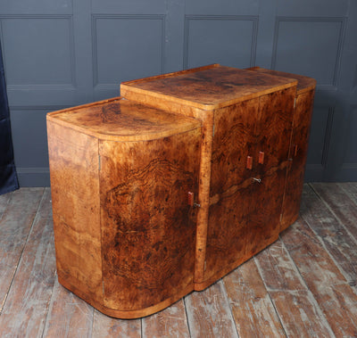 English Art Deco Figured Walnut Sideboard