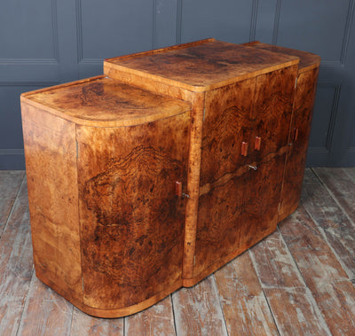English Art Deco Figured Walnut Sideboard