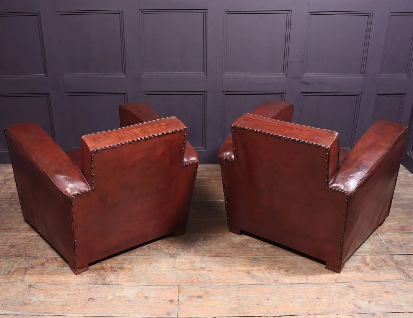 French Leather Club Chairs c1950