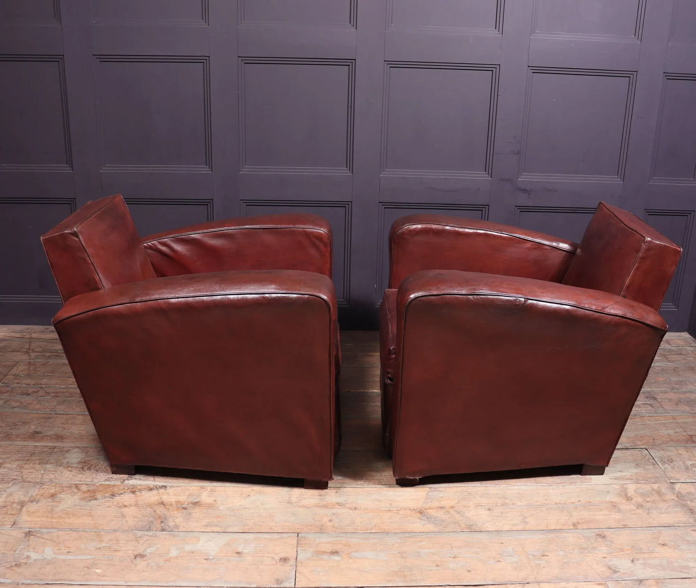 French Leather Club Chairs c1950