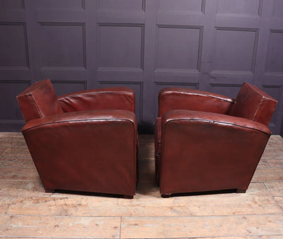 French Leather Club Chairs c1950