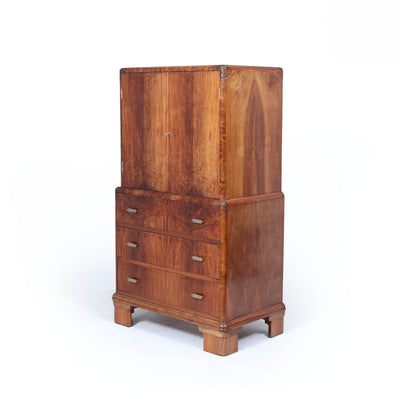 1930s Art Deco Tallboy in Figured Walnut