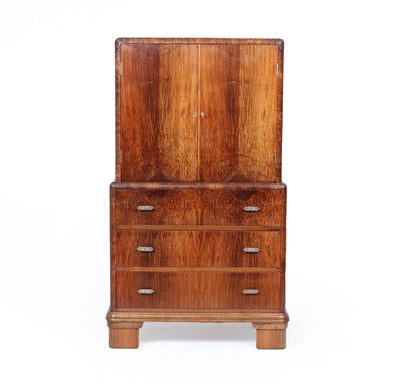 1930s Art Deco Tallboy in Figured Walnut