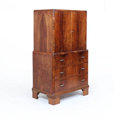 1930s Art Deco Tallboy in Figured Walnut