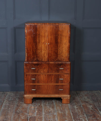 1930s Art Deco Tallboy in Figured Walnut