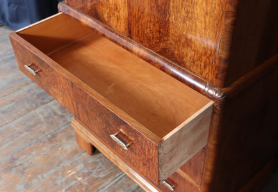 1930s Art Deco Tallboy in Figured Walnut
