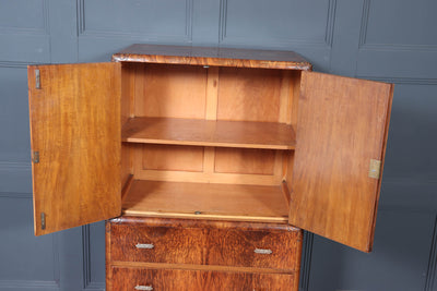 1930s Art Deco Tallboy in Figured Walnut