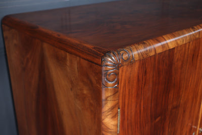 1930s Art Deco Tallboy in Figured Walnut