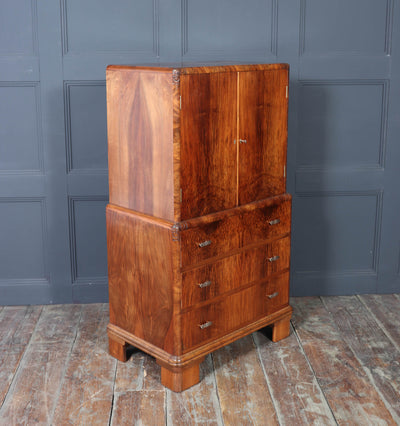 1930s Art Deco Tallboy in Figured Walnut