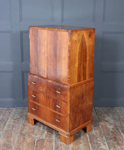 1930s Art Deco Tallboy in Figured Walnut
