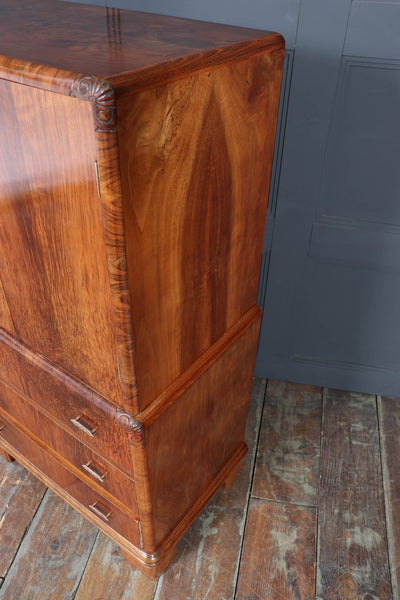 1930s Art Deco Tallboy in Figured Walnut
