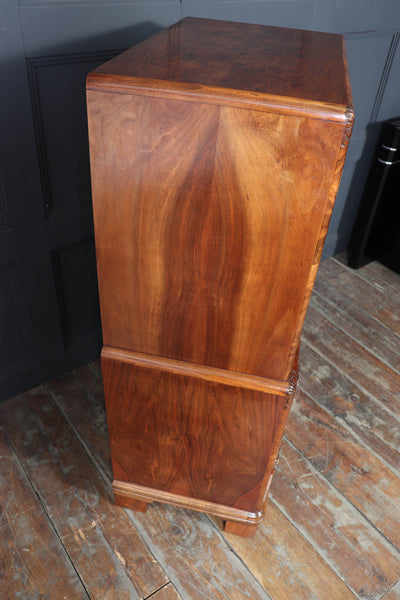 1930s Art Deco Tallboy in Figured Walnut