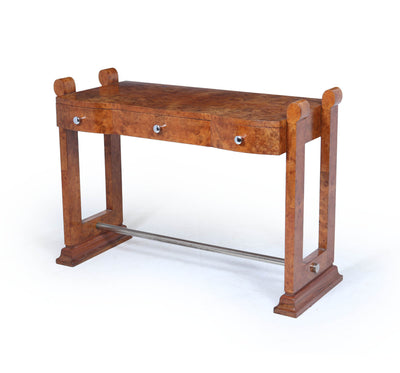 French Art Deco Burr Maple Console Table, c.1930s