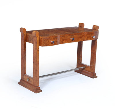 French Art Deco Burr Maple Console Table, c.1930s