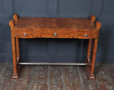 French Art Deco Burr Maple Console Table, c.1930s