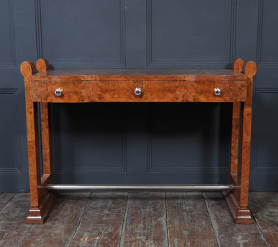 French Art Deco Burr Maple Console Table, c.1930s