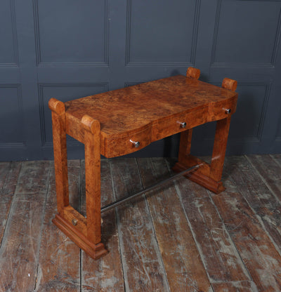 French Art Deco Burr Maple Console Table, c.1930s