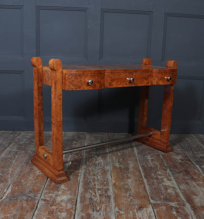 French Art Deco Burr Maple Console Table, c.1930s