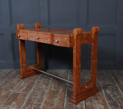 French Art Deco Burr Maple Console Table, c.1930s