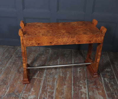 French Art Deco Burr Maple Console Table, c.1930s